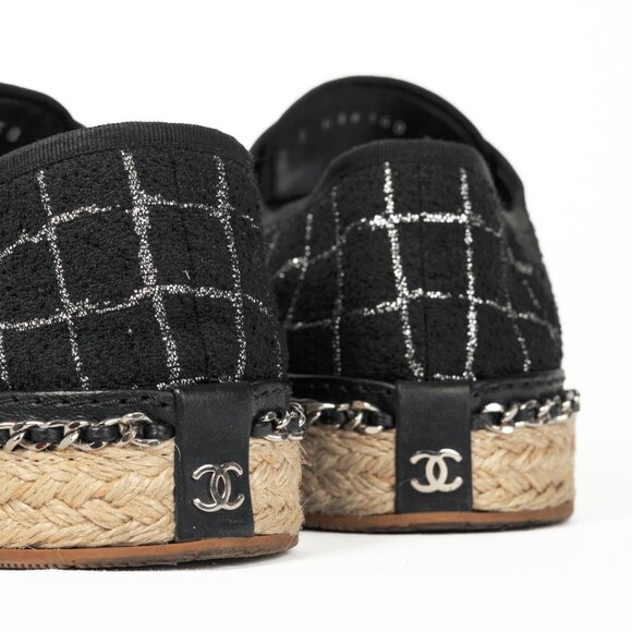 Chanel Black Metallic Tweed Espadrille Low-Top Sneakers - Picture 10 of 12